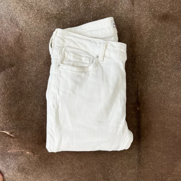 Zara Denim - Zara Frayed Distressed White Skinny Jeans